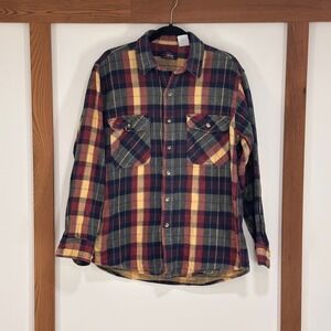 Vintage Five Brother Plaid Flannel Shirt‎ Jacket Men's L Long Sleeve Button Up